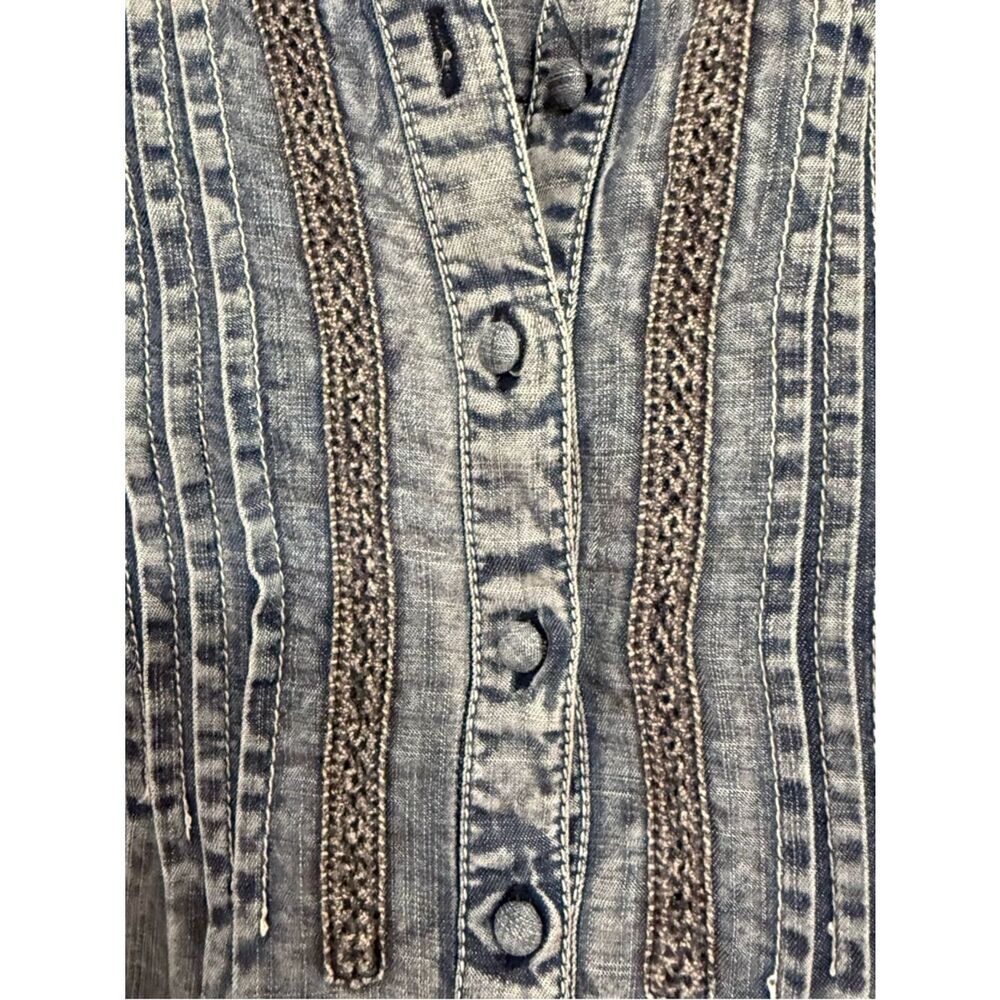 ANTHROPOLOGIE Pilcro Denim Pintuck Henley Blouse - Picture 5 of 14